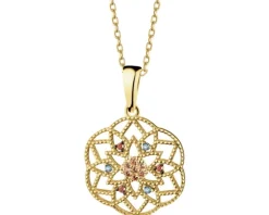 Złota zawieszka z cyrkoniami - rozeta