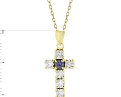 Złota zawieszka z cyrkoniami - krzyż