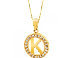Złota zawieszka z cyrkoniami - litera K