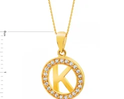 Złota zawieszka z cyrkoniami - litera K