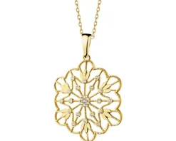 Złota zawieszka z cyrkoniami - rozeta