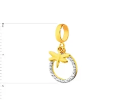 Złota zawieszka z cyrkoniami beads - ważka