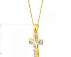 Złota zawieszka z cyrkoniami - Krzyż
