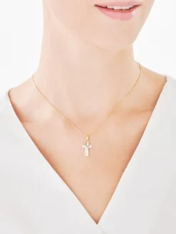 Złota zawieszka z cyrkoniami - Krzyż