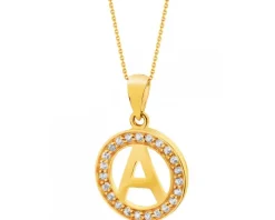 Złota zawieszka z cyrkoniami - litera A