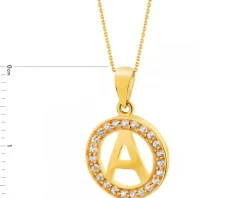 Złota zawieszka z cyrkoniami - litera A