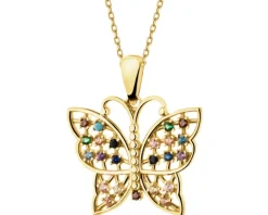 Złota zawieszka z cyrkoniami - motyl