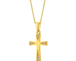 Złota zawieszka z cyrkoniami - krzyż