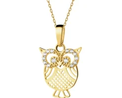 Złota zawieszka z cyrkoniami - sowa