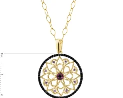 Złota zawieszka z cyrkoniami i łańcuszek - komplet - rozeta