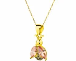 Złota zawieszka z cyrkoniami - biedronka