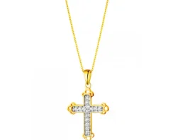 Złota zawieszka z cyrkoniami  - krzyż