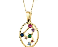 Złota zawieszka z cyrkoniami - Lew