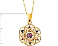 Złota zawieszka z cyrkoniami - rozeta