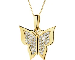 Złota zawieszka z cyrkoniami - motyl