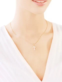 Złota zawieszka z cyrkoniami  - krzyż