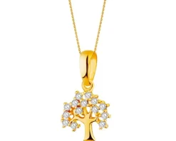 Złota zawieszka z cyrkoniami - drzewko