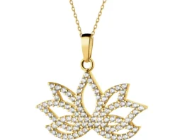 Złota zawieszka z cyrkoniami - kwiat lotosu