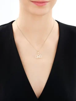 Złota zawieszka z cyrkoniami - kwiat lotosu