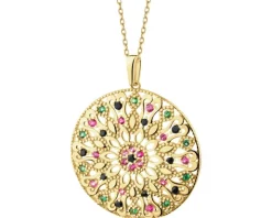 Złota zawieszka z cyrkoniami - rozeta