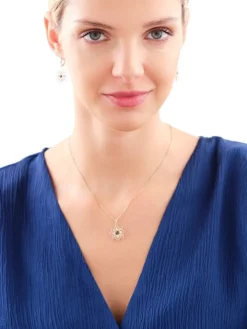 Złota zawieszka z cyrkoniami - rozeta