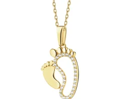 Złota zawieszka z cyrkoniami - stópki