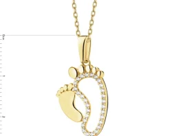 Złota zawieszka z cyrkoniami - stópki