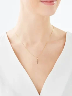 Złota zawieszka z cyrkoniami  - krzyż