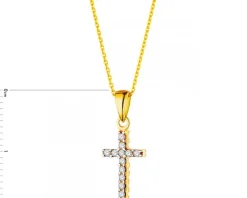 Złota zawieszka z cyrkoniami  - krzyż