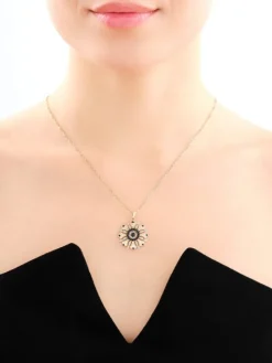 Złota zawieszka z cyrkoniami - rozeta