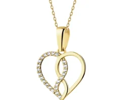 Złota zawieszka z cyrkoniami - serce, nieskończoność