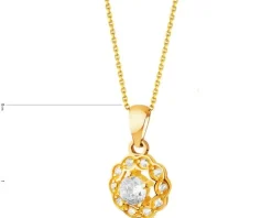 Złota zawieszka z cyrkoniami - kwiat