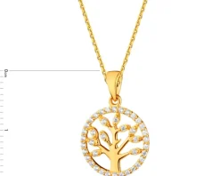 Złota zawieszka z cyrkoniami - drzewko