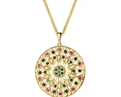 Złota zawieszka z cyrkoniami - rozeta