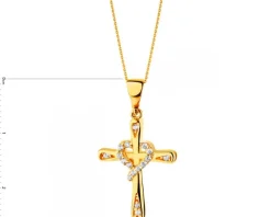 Złota zawieszka z cyrkoniami - krzyż
