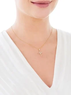 Złota zawieszka z cyrkoniami - krzyż