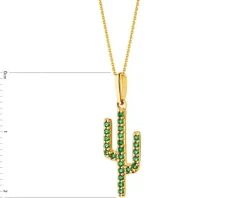 Złota zawieszka z cyrkoniami - kaktus