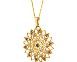 Złota zawieszka z cyrkoniami - rozeta