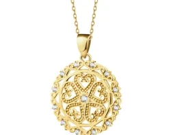 Złota zawieszka z cyrkoniami - rozeta