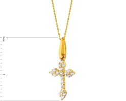 Złota zawieszka z cyrkoniami - krzyż