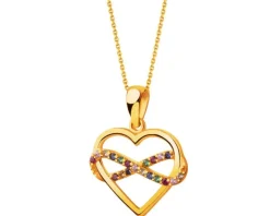 Złota zawieszka z cyrkoniami - serce, nieskończoność