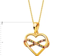 Złota zawieszka z cyrkoniami - serce, nieskończoność