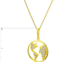 Złota zawieszka z cyrkoniami - mapa świata