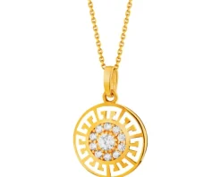 Złota zawieszka z cyrkoniami - rozeta