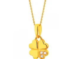 Złota zawieszka z cyrkoniami - koniczyna