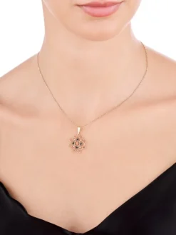 Złota zawieszka z cyrkoniami - rozeta