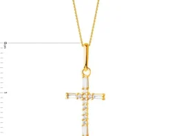 Złota zawieszka z cyrkoniami - krzyż