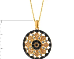 Złota zawieszka z cyrkoniami - rozeta