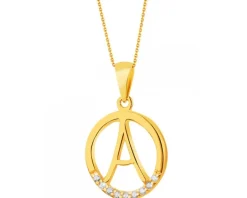 Złota zawieszka z cyrkoniami - Litera A