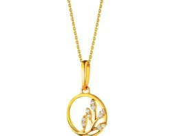 Złota zawieszka z cyrkoniami - liście